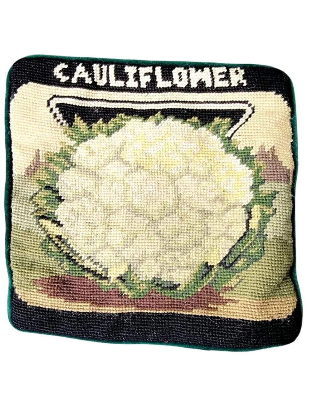 Vintage 90s Vegetable Pillow Case Set Carrot Cabbage Home Decor Velvet Burlap 3